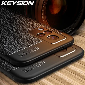 KEYSION Shockproof Prípade VIVO V21 5G kožené textúru mäkkého silikónu Telefónu zadný kryt pre VIVO X60 X60 Pro+ Plus