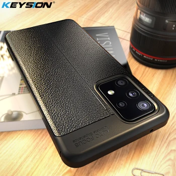 KEYSION Shockproof obal pre Samsung A52 A72 5G Luxusné Kožené textúru mäkkého silikónu Telefónu Zadný Kryt pre Galaxy A52 5G A72 A32