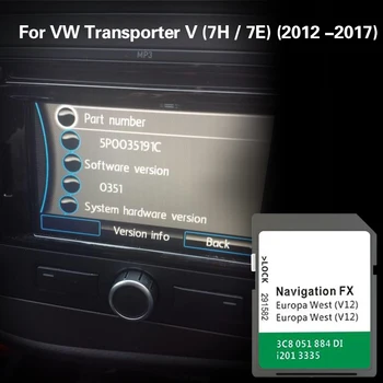 Kovanie Pre VW Transporter V (7H / 7E) (2012 -2017) 8GB FX V12 Západnej Európy Navigačné SD Karty