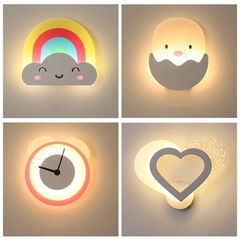 Kreatívne Jednoduché Cartoon Vzor Akrylátové Nástenné svietidlo Nordic Rainbow Srdce Holka, Detskej Izby, Spálne, Nočné Dekor LED Lampa Sconces