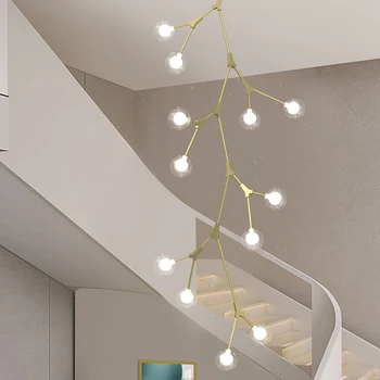 Kreatívne Leaf Luster Moderné Osobnosti Obývacia Izba Villa schodisko Duplex Jedáleň Nordic Dekor sklenenú Guľu Visí Lampa