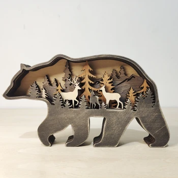 Kreatívne North American Lesných Zvierat Ozdoby, Vianočné Drevené Remeslá, Domáce Dekorácie, Los, Medveď Hnedý, Nové, 2021
