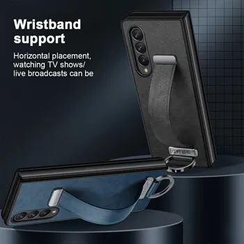 Kreatívne Zápästie Držiak Kožený Ochranný Kryt Pre Samsung Galaxy Z Násobne 5 Skladací Displej Drop Dôkaz Telefón Prípade Krúžok