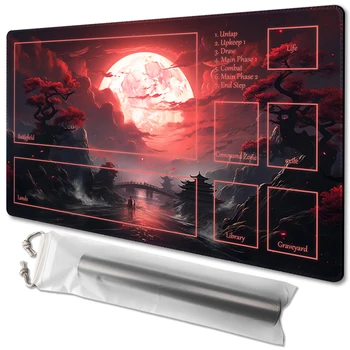 Krvný Mesiac Tajomstvo - Dosková Hra TCG Playmat Tabuľka Mat Hru Veľkosť 60X35 CM Mousepad Kompatibilný pre MTG CCG