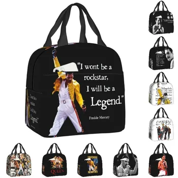 Kráľovnú Rock Citácie Izolované Obed Taška pre Ženy Prenosný Chladič Tepelnej Freddie Mercury Lunch Box Pláži Camping Cestovné Potravín Tašky