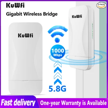 KuWFi Vonkajšie Wifi Router 1000Mbps Wifi Most 5.8 G Wireless Repeater Point-to-Point Dlhý Rad 1-2 KM Wifi Pokrytie Pre Kameru