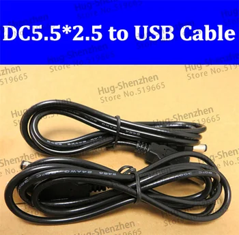 Kvalitný USB 2.0 muž Napájanie Nabíjací Kábel do DC 5.5x2.5 mm samec Konektor Konektor Kábel kábel