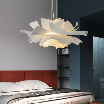 Kvet Tvar Luster Biely Akryl Visí Lampa Nordic LED Stropné Prívesok Svetlo Pre Obývacej Izby, Spálne, Jedálne, Kuchyne