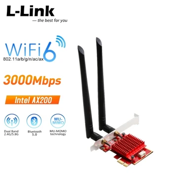 L-Link WiFi 6 WiFi Adaptér 3000Mbps Intel AX200 Bezdrôtovej Sieťovej Karty 2.4 G/5 ghz PCI Express WiFi6 Bluetooth5.0 Adaptér