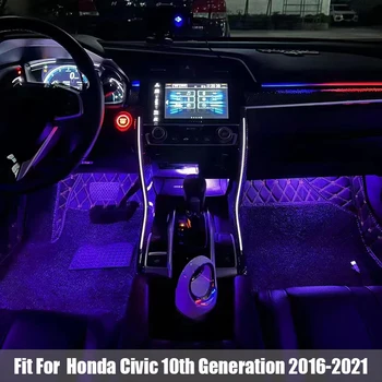LED Osvetlenia Okolitého prostredia Dekoratívne Trim Centrálne Riadenie Sedlo Svetlo Okolitého Neónové Svietidlo vhodné na Honda Civic 10. Generácie 2016-2021