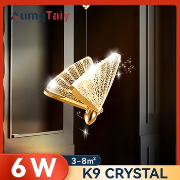 LED Prívesok, Lampy, Svetlá s Krištáľovo Motýľ Luxusné Závesné Loft Osvetlenie Bar Obývacia Izba Pozadí Vnútorné Výzdoba Domov