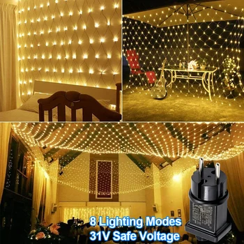LED Reťazec Čistý Svetlá 3x2M Pripojiteľná Opony Oka Svetlo s 8 Režimov Vodotesný pre Svadobné Party Vonkajšie Steny Vianočný Dekor