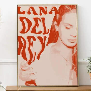 Lana Del Rey Wall Art Portrét Plagát a Vytlačí Vintage Spevák Hudby Plátno, Maľovanie na Obrázok pre Obývacia Izba Domáce Dekorácie