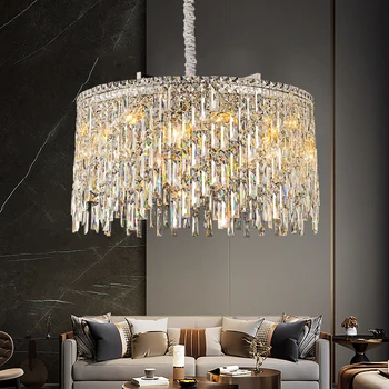Led Krištáľový Luster Pre Obývacia Izba Gold Chrome Design Visí Lampa Luxusné Domova Osvetlenie Zariadenie Kolo Spálne