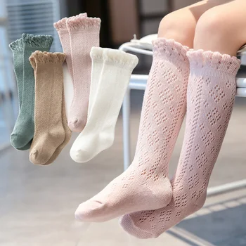 Letné Baby Dievčatá Duté Z Ponožky Priedušný Oka Bavlna Princezná Dlhá Ponožka Kolená Vysoké Španielskom Štýle Tenké Ponožky Pre 0-5 Rokov