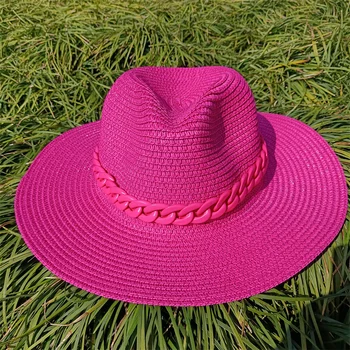 Letný klobúk nové nastaviteľné jazz slamený klobúk pre mužov a ženy Fedora slnko, pláž hat klobúk jazz rose jazz klobúk slamený klobúk ženy