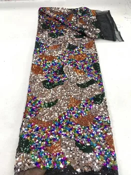 Luxusné Nigérijský Ručné Flitrami Čipky Textílie 2023 Vysoko Kvalitné Pletivo Výšivky Afriky Francúzskej Čipky Textílie Pre Svadobné Šaty