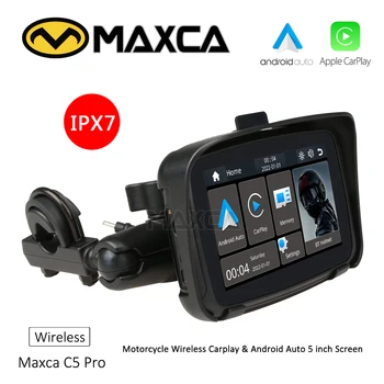 MAXCA XPLAY C5 Pro Nepremokavé Bezdrôtový Android Auto Motocykel Apple Carplay Obrazovke Motorke GPS Navigácie Multimediálny Prehrávač