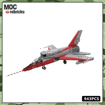 MOC-141725 Vojenské Série Zbrane 1:35 Rozsahu F-107 stavebným Lietadla DIY Model Zostaviť Vzdelávania Tehla Hračky 943PCS Dary