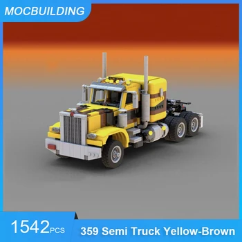 MOC Stavebné Bloky 359 Semi Truck Žltý-Hnedý Model DIY Zhromaždiť Tehly Prepravu Vzdelávacie Kreatívne Hračky, Darčeky 1542PCS