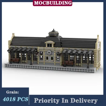 MOC Veľké Mesto Železničnej Stanice Model stavebným Nastaviť Architektúry na Ulicu Vlak Zber Série Toy Dary
