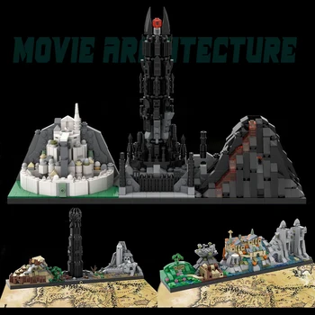 Magic Castlesc Mesto Skyline Moc stavebným Film Tehly Dve Veže Model Návrat Kráľa DIY Montáž Hračky