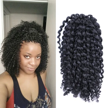 Marlybob Háčkovanie Vlasy Kinky Afro Kučeravé Vlasy, 8 Palcový Marley Syntetické Háčkovanie Pletenie Predlžovanie Vlasov Pre Ženy Čierna Sivá