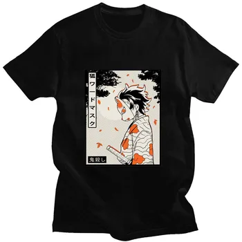 Maskovaný Démon Vrah Tmavé Vytlačené T Shirt Gotický Tees Módne Japonské Anime Tričko Muži Bavlna 100% Nadrozmerné Tričko