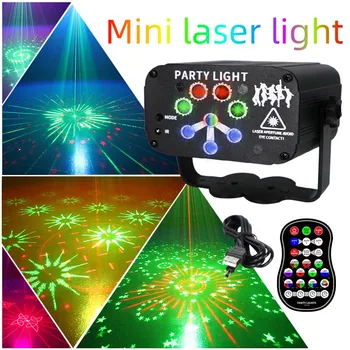 Mini Disco Laserové Svetlo Projektora UV USB Nabíjateľné RGB LED DJ Strobo Fáze Účinok Fiesta Holiday Party Loptu Stropné Osvetlenie
