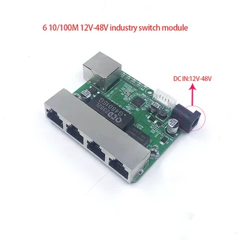 Mini PCBA 6Ports Priemyselné switch modul 10/100Mbps 12V-48V prepínač