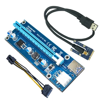 Mini PCI-E slot karty PCI Express Extender Stúpačky Karty PCIE 1x až 16x Slot USB3.0 Dátový Kábel SATA do 6Pin Napájanie pre Bitcoin Mining