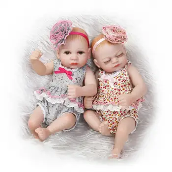 Mini Silikónových Baby Doll Dvojičky Silikónové Dieťa Znovuzrodené Deti, Hračka Pre Dievča Zbierku Umenia Batoľa Hrať Dom Boneca Darček K Narodeninám