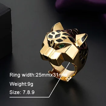 Moderné Luxusné Módne Zlato Zelené Oko je Veľký Leopard Zvierat prst prsteň pre ženu, muža, darček Značky Smalt zvierat aneis punk krúžky