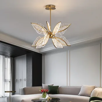 Moderné Motýľ LED Luster Luxusný Art Design Gold Akryl Pre Jedáleň, Spálňa, Obývacia Izba Domova Doprava Zadarmo