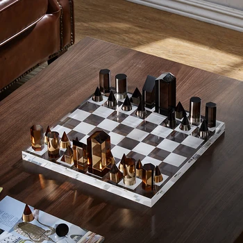 Moderné Umenie Displej Premium Veľké K9 Crystal Šachy Luxus Zhromažďovanie Hry Šachovnicu Rodinný Stôl Hry Domova Ornament