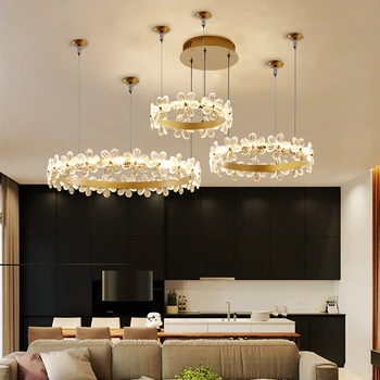 Moderný Minimalistický Dizajn Garland Petal Jedáleň Luster Teplé Spálňa Svetlá Svetlo Luxusná Obývacia Izba Krištáľový Luster