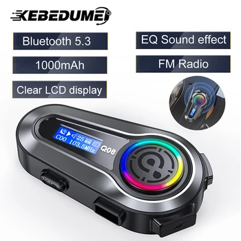 Motocyklové Prilby Bluetooth Headset FM Rádio 1000mAh S LCD Displej Handsfree Zníženie Hluku Nepremokavé Bezdrôtové Slúchadlá