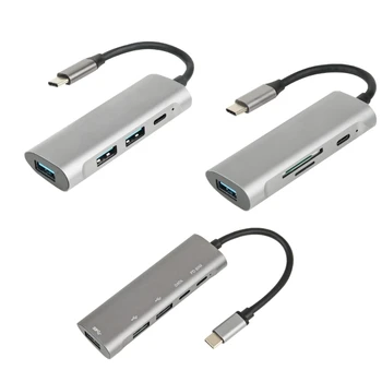 Multi Funkčné Typ C do Rozbočovača USB Card Reader USB3.0/2.0 Port Hliníkové HXBE