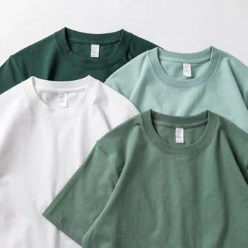 Muži Ženy Zelená T-shirt 200 g Bavlna-Krátke rukávy Top kórejský T-shirt Zelená Hrubé Bavlna Pol-rukávom Unisex Tričko