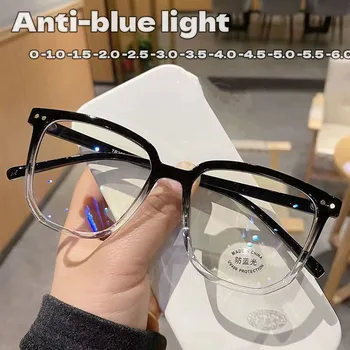 Nadrozmerné Štvorcový Rám Krátkozrakosť Okuliare Luxusné Anti-modré Svetlo Muži Ženy Okuliare Unisex Jasné Diopter Predpis Okuliare