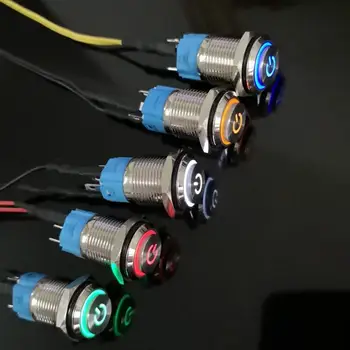 Nepremokavé 16 mm Kovové Self-Locking Prepnúť Tlačidlo s Svetlé LED Svetlo na Čítanie Tlačidlo Prepínač Batérie Auto Auto Strojov