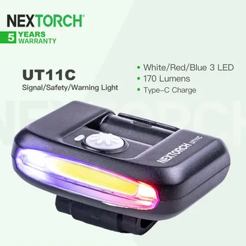 Nextorch UT11C Bezpečnosti/Signál/Klip Svetlo / Blesk, Biela/Červená/Modrá Tri-Zdroj Svetla, Typ-C Nabíjateľná, pre Povinnosť, Núdzové