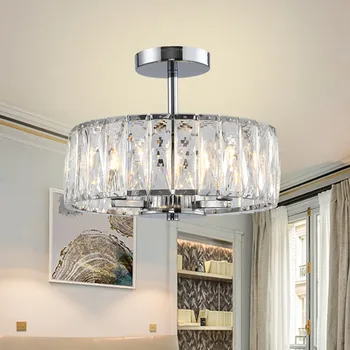 Nordic Vnútorné Svietidlá Crystal Prívesok Hanglamp Chrome Krištáľový Luster v Kuchyni Ostrov Priemer 30 cm pre Obývacia Izba