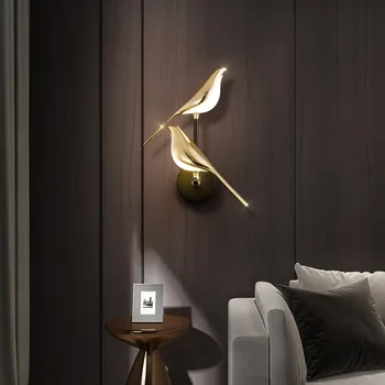 Nordic Štýl LED Nástenné Svietidlo Art Straka Vták Domova Spálňa Posteli Salón Uličkou Pozadí Dekorácie Sconce Vnútorné Osvetlenie