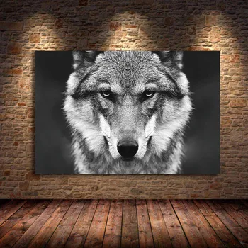 Nordic Štýl Vlk Hlavou Múr Umenia Obrázky Voľne Žijúcich Zvierat, Plagáty Čierne Biele Plátno Na Maľovanie Tlač Domov Miestnosti Dekorácie Bez Rámu