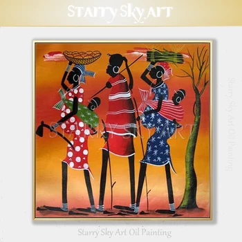 Nové Modely Umelec Ručne maľované Abstraktné Africkej Ženy, olejomaľba na Plátno Krásne Nástenné Art Afrického Kmeňa olejomaľba