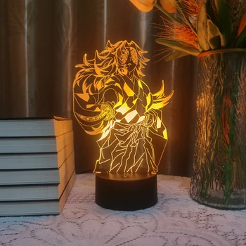 Nový Démon Vrah Kokushibou Anime 3D Led Lampa Manga Nočné Svetlo Pre Dieťa Domov Izba Dekor Kimetsu Č Yaiba Vianočné Ilúzie Darček