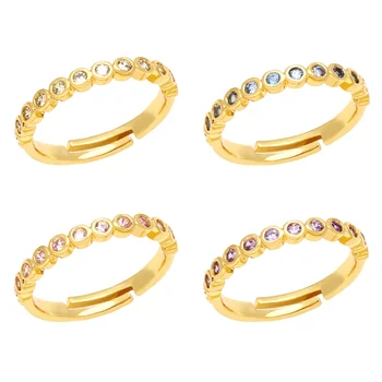 OCESRIO Viac Farieb Crystal Mini Kolo Prstene pre Ženy Medi Pozlátené Otvoriť Krúžok Žien Dievča Šperky Veľkoobchod Väčšinu rigj08
