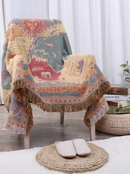 Obývacia izba koberec úplné pokrytie gauč deka Americkej krajine, mapa sveta gobelín gobelín protiprachový kryt gauč uterák