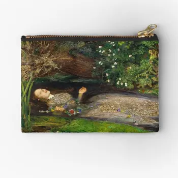 Ophelia Maľovanie John Everett Millais Zips Vrecká Peňazí Kozmetické Čistý Tlačidlo Mince Vrecku Ženy Balenie Skladovanie Ponožky Malé